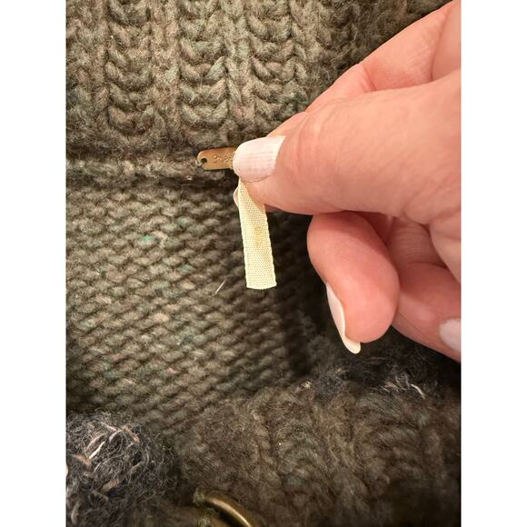 VTG Free People Cardigan Sweater Womens Forest Green Chunky Knit Mock Neck Y2K - Picture 7 of 12